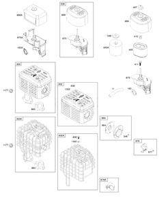 Air Cleaner, Exhaust System Diagram and Parts List for 83132-0019-F1  Briggs and Stratton Engine